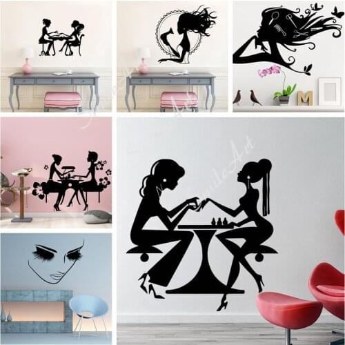Fun Beauty Salon Decal Removable Vinyl Mural Poster Living Room Bedroom Wall Decal Home Decor