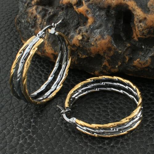 Newest Fashion Stainless Steel Jewelry Simple Round Hoop Earrings Personality For Woman Bijoux Femmes Joyas Mujer Store EFGZBLFP