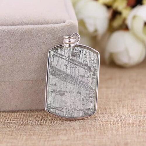 Genuine Natural Gibeon Meteorite Rectangle Pendant 34x23mm Moldavite Women And Men Jewelry Charm Necklace Fashion AAAAAA