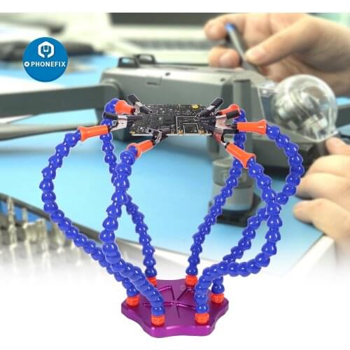 Third Helping Hand Soldering Station Adjustable Vise Desk Clamp Soldering Iron Holder with 6pc Flexible Arms PCB Welding Tool