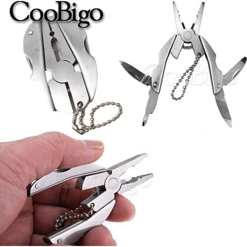 Folding Multifunctional Mini Cutting Pliers Tool EDC Stainless Steel Keychain Knife Screwdriver Portable Camping Travel Kit 1pcs