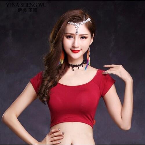 New Modal Belly Dance Costumes Top Short Sleeves Belly Dance Round Neck Tops&Tees For Women Upper Tops Practice Wear T-shirt