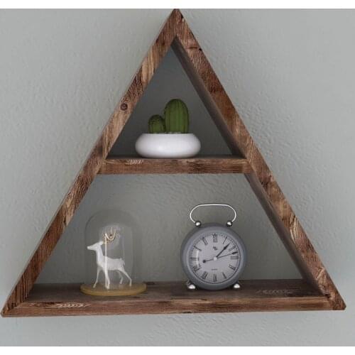 Triangle Wall Shelf Solid Shelf Natural Wood Shelf Bookcase Single