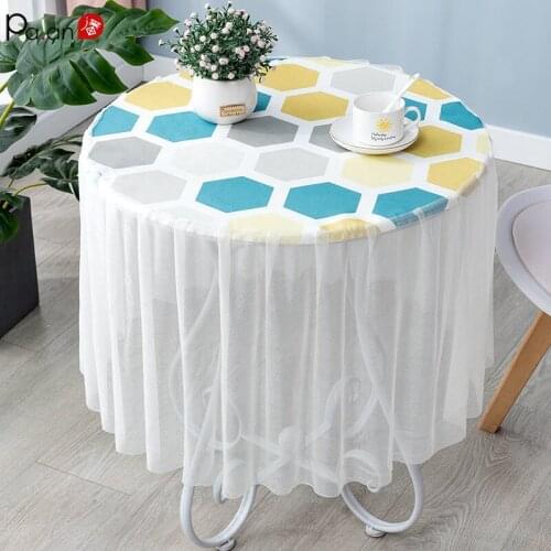 Waterproof Round Tablecloth Home Large Table Cover Cofee Table Decor Table Cloth Ribbon Yarn Dinning Table Decoration