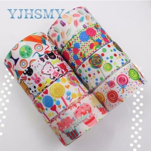 YJHSMY F-17504-1022,22 mm 10 yards Cartoon Ribbons Thermal transfer Printed grosgrain Wedding Accessories DIY handwork material