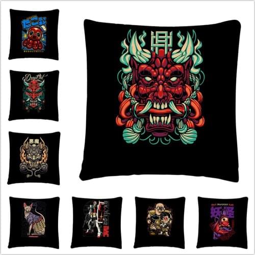 Trendy Mask LOGO Cartoon Pattern Linen Cushion Cover Pillowcase Home Sofa Car Decoration Pillowcase45X45 Cm