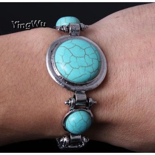 Yingwu Fashion Boho Elastic Turquoise Bracelets & Bangles For Women Ethnic Vintage Stretch Bohemian Femme Bracelets Jewelry