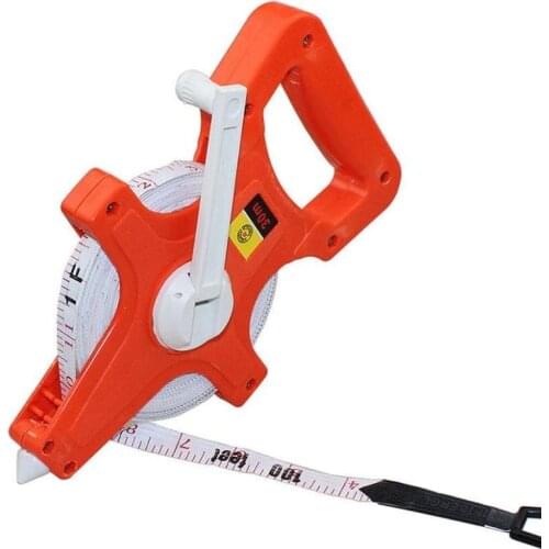 1PC 50M/165Ft 100M/330Ft Meter Open Reel Fiberglass Tape Measure inch metric scale impact resistant ABS Measure Tools