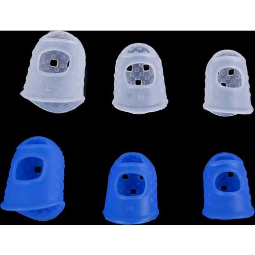 4Pcs/Set Silicone Finger Guards Guitar Fingertip Protectors For Ukulele Guitar S M L Transparent Blue Color