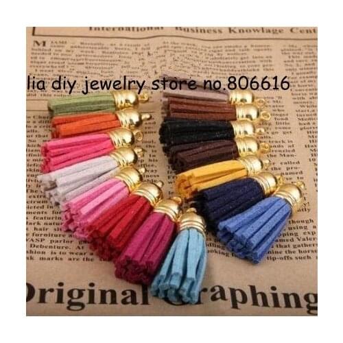 40MM 50Pcs Mix Color Gold Tone Suede Tassels Purl Macrame Jewelry Accessory