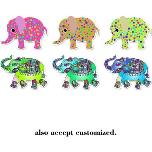 6pcs/set Elephant Abstract Flower Colorful Car Vinyl Sticker Laptop Decal Room Wall Decor