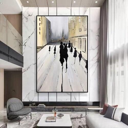 Abstract British Street Oil Painting Modern Handmade Canvas Art Wall Picture Nordic Posters for Living Room Home Decoration