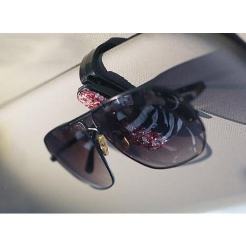 Auto Fastener Clip Rhinestone Diamond Car Sun Visor Glasses Sunglasses folder Ticket Receipt Card Clip Storage Holder Accessorie