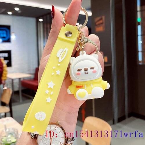 PVC Bear Doll Keychain Gift Cartoon Women Cute Fashion Anime Kawaii Silica gel Keybuckle Key chain Keyring Cut Decorations