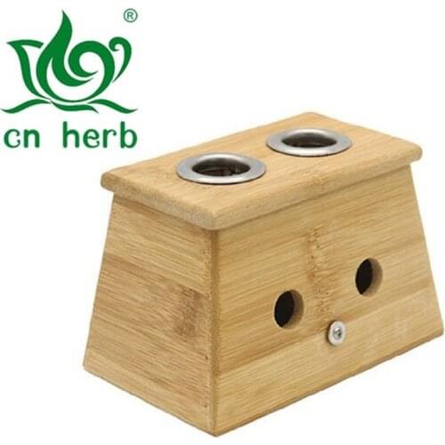 CN Herb Bamboo Two Hole Healing Box For Moxa Moxibustion Medicine Therapy
