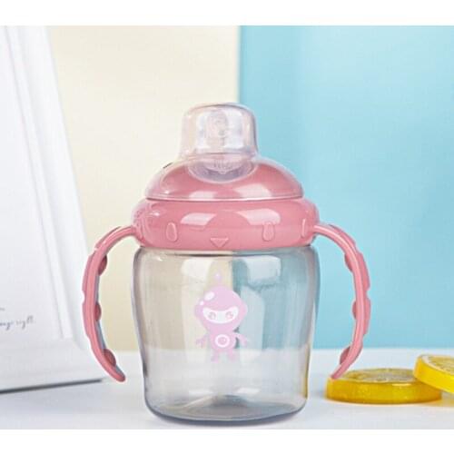 Baby Training Drinking Bottle Kids Kettle Printed Duckbill Cup Dual Handle Drinking Cup Feeding 260ml