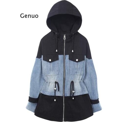 Jeans Jacket Women Mid-Length 2021 Spring and Autumn New Style Korean Loose Stitching Denim Jacket