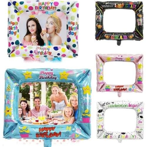 100pcs/aluminum balloon photo frame birthday party layout decoration full moon birthday graduation photo props happy birthday