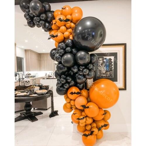Halloween Balloons Garland Arch Kit 136pcs DIY Latex Black Orange Balloon Wedding Birthday Baby Shower Gender Party Decor