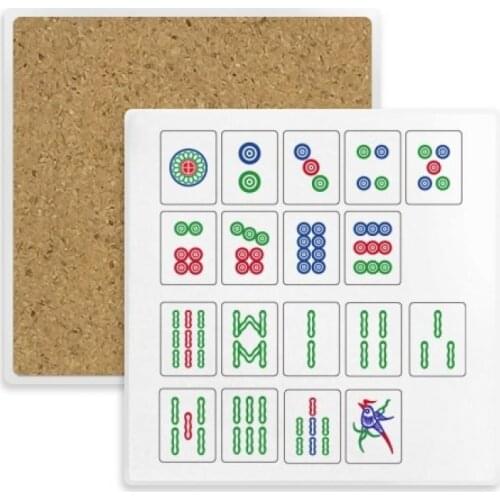 Chinese Culture Mahjong Chess Game Square Coaster Cup Mug Holder Absorbent Stone for Drinks 2pcs Gift