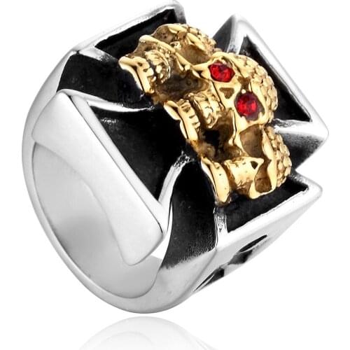 316L Stainless Steel Skull Gothic Religious Cross Man Men Rings knight Punk Rock Gothic For Biker Male Boy Jewelry Accessories