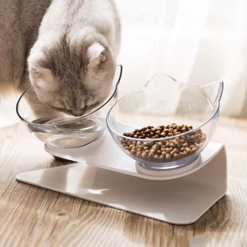 Orthopedic Anti Vomiting Cat Feeder Inclined Dog Bowl Transparent AS Material Non Slip Protection Cervical Pet Christmas Gift
