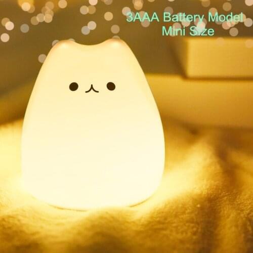 Cute Silicone LED Night Light For Baby Kids Children Bedroom Touch Sensor Remote Cat Lamp Decoration Room Decor Holiday Gift Toy