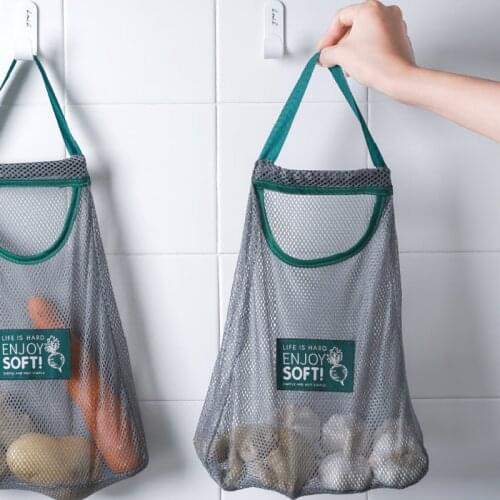 Reusable Cotton Grocery Vegetable Bags Home Kitchen Fruit And Vegetable Storage Mesh Bags Hanging Shopping Bag Washable