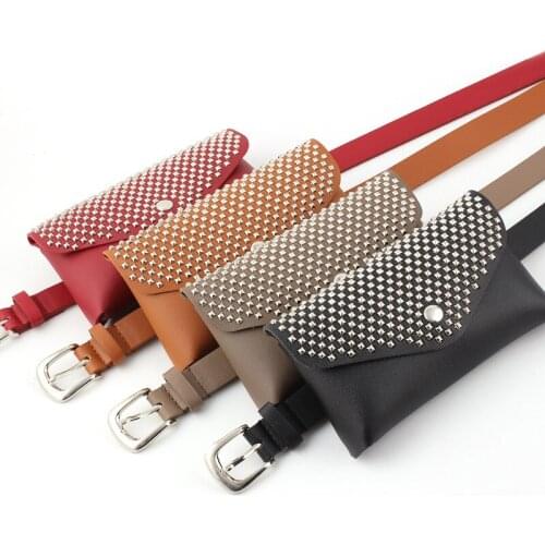 Fashion Rivets Waist Pack Luxury Designer Fanny Pack Small Women Waist Bag Phone Pouch Punk Belt Bag Purse