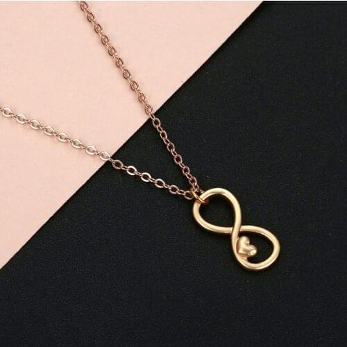 Kinitial Fashion Infinity Pendants Necklaces Heart 8 Charm Necklaces for Trendy Women Party Choker Necklace Chain Jewelry