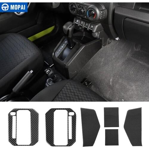 MOPAI Interior Carbon Fiber Stickers for Jimny 2019+ Car Gear Shift Panel Decoration Cover Accessories for Suzuki Jimny 2019