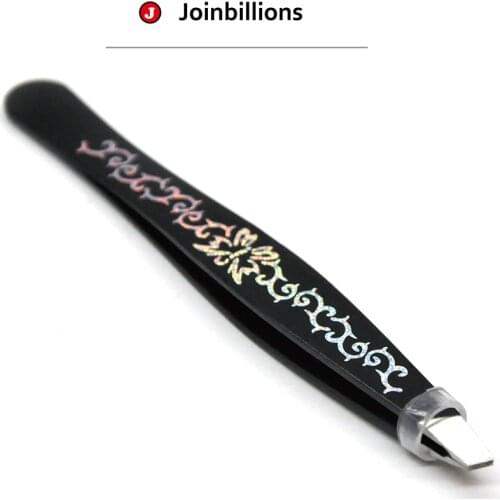 Stainless Steel Beauty Eyebrow Removal Makeup Tools Hair Trimmer Eyelash Tweezers in Black Coating