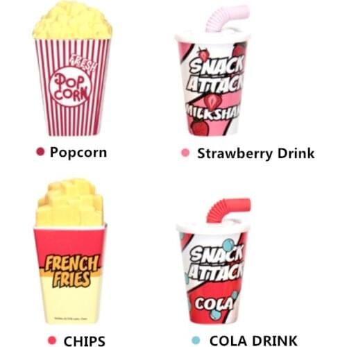 New Arrival Popcorn Rubber Eraser Chip Designed School Eraser Student Stationery Eraser with Pencil Sharpener Combined