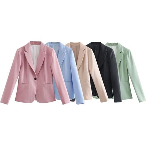 One Piece of New Autumn Suit 2021 Multi-color Button Long Sleeve Slim Basic Womens Suit Jacket Simple Slim Coat Casual ropa m