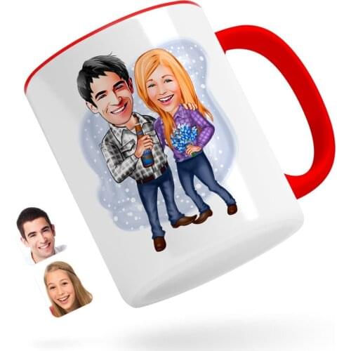 Personalized Valentine Caricature Of Red Mug Bardak-50