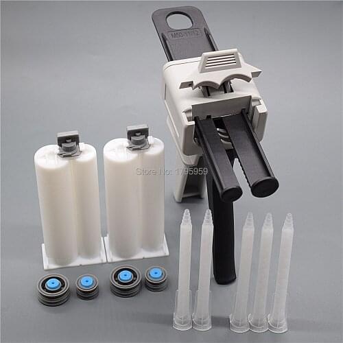 Glue Gun 50ml AB Epoxy Glue Gun Applicator Adhensive Caulking Gun 5pc AB Mixed Tube 2pcs 50ml 1:2 Empty Dual-Barrel Cartridge
