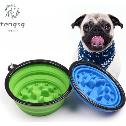 Travel Small Big Dog Slow Food Bowl For Dogs Foldable With Buckle Pet Feeder Puppy Dog Cat Bowls Pets Products Chien