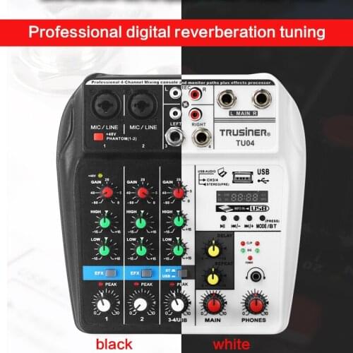 Professional Digital Reverberation Portable Conference Stage Small Mini Mixer Audio Bluetooth Four-channel Sound Card