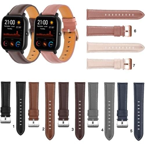 20mm 22mm Fashion Leather Watch Band Strap for Huami Amazfit GTS 2 for Bip Lite S U NEO Replacement Wrist strap Elegant Bracele