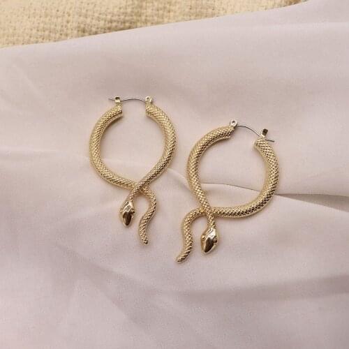 New Trend Unusual Snake Design Women Long Gold Dangle Drop Earrings for Girls Wedding Party Punk Ear Crystal Earrings