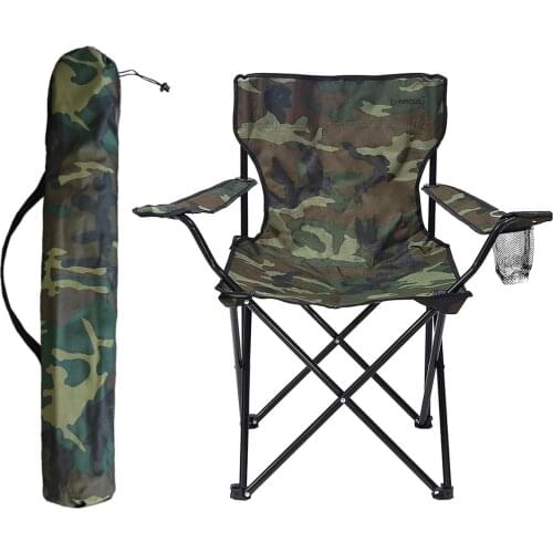 Green Kamufllaj Patterned Bag Camping Folding Garden Chair Picnic Fishing Beach Balcony Chair