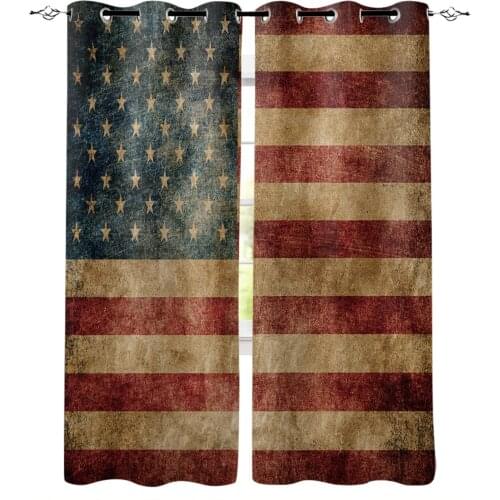 Retro American Flag Modern Blackout Curtains For Living Room Bedroom Window Treatment Blinds Drapes Kitchen Curtains