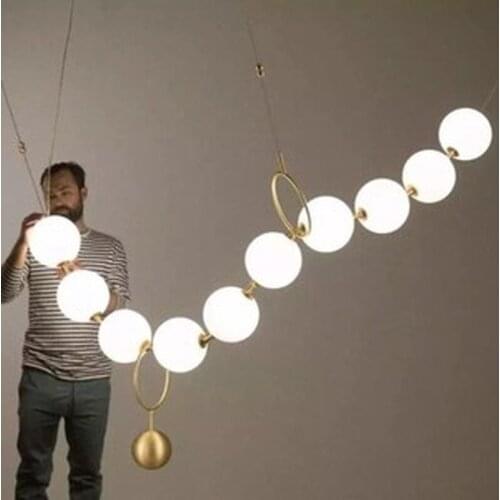 Modern LED Glass Lampshade Light Nordic Design Dining Room Kitchen Fixtures Necklace Style Hanging Lamps