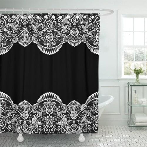 Wedding Lace Pattern Flower Vintage Floral Greeting Shower Curtain Waterproof Polyester 60 x 72 inches Set with Hooks