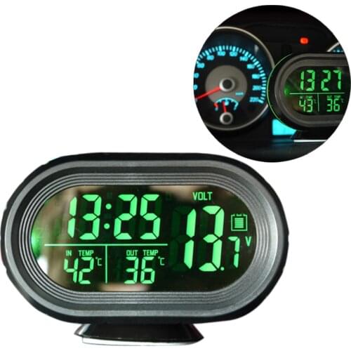 Universal Car Voltage Digital Monitor Battery Alarm Clock LCD Temperature Thermeter For All Vehicle Auto Accessories MGO3