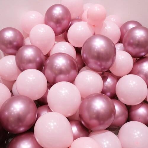 12pcs/lot Pink Latex Balloon Chrome Gold Silver Gold Chrome Metallic Wedding Bridal Shower Theme Party Air Helium Decor Balloons