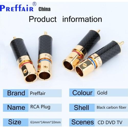 4Pieces Preffair R1701High Quality Gold Plated Carbon Fiber RCA Plug Connector Screw Locking RCA Audio Plug