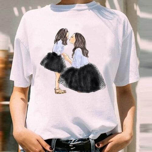 Women Lovely Happy Sweet Daughter Casual Mom Mama Mother Cartoon Spring Summer Print Sweet Clothes Tops Tees Tshirt T-Shirt