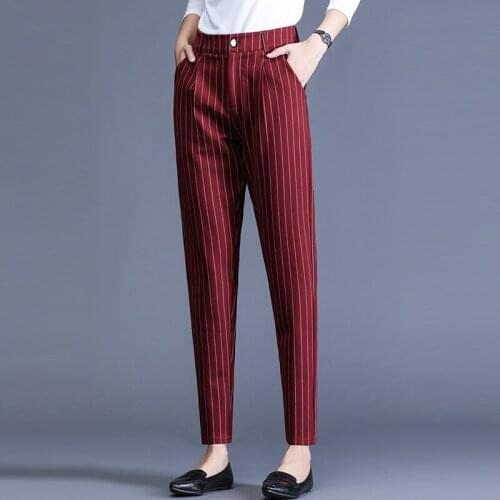 ACRMRAC Women pants Spring and autumn Slim stripe High waist Pencil pants casual pants Women DC2325