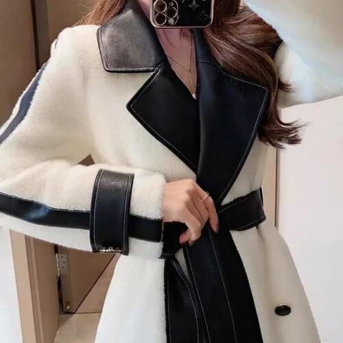 Lamb Wool Coat Long Windbreaker Womens 2021 Autumn Winter Ladies Temperament is Thin Double Breasted Warm Faux Fur Coat Female